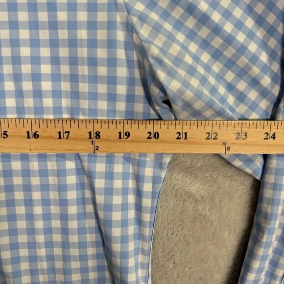Mizzen & Main Leeward Mens M Trim Fit LS Button Up Stretch Blue Gingham Check - Picture 3 of 7